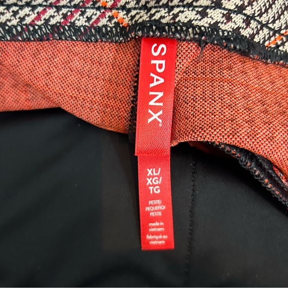 SPANX Pants Size XL Crop Perfect Kick Flare Orange Pop Plaid Ponte - Picture 7 of 9